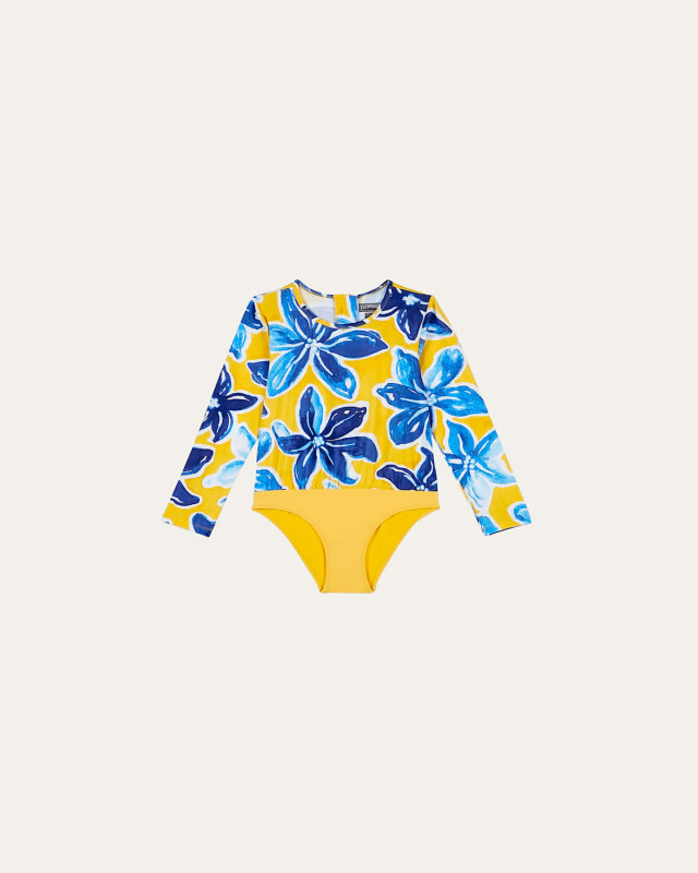 Girl's Macro Raiat-Print Rash Guard, Size 8-14